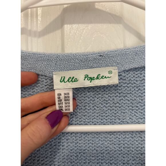 Ulla Popken Blue Patchwork Lagenlook Relaxed Cardigan Size 24/26 - Picture 7 of 8